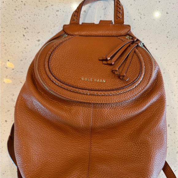 Cole Haan Tan Leather Backpack - Picture 1 of 7